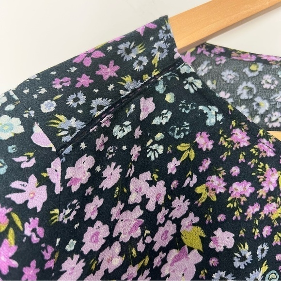 J. Jill Navy Spring Floral Print Button Down Rayon Long Sleeve Tunic Blouse - Picture 6 of 14